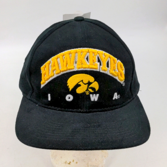 Vintage Iowa Hawkeyes Supersport Shockwave Black Strapback Hat Cap New With Tags - Picture 1 of 10